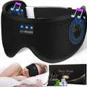 Sleep Headphones Sleep Mask with Bluetooth Headphones, LC-dolida Eye Mask for Sleeping Eye Pillow Sleeping Headphones for Side Sleepers Thin Speaker Cool Gadgets Gifts for Men&Women (Black Silk)