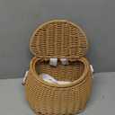 Bike Basket,Kids Bike Basket Front,with Adjustable Leather Straps,Weatherproof Premium Hand-Woven Rattan Storage Bicycle Basket for Boys Girls Bicycle Accessories