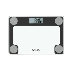 Taylor Digital Bathroom Scale for Body Weight with Travel Bag - Clear Glass Platform, 400 lb Capacity, Stainless Steel Accents, Triplex Display