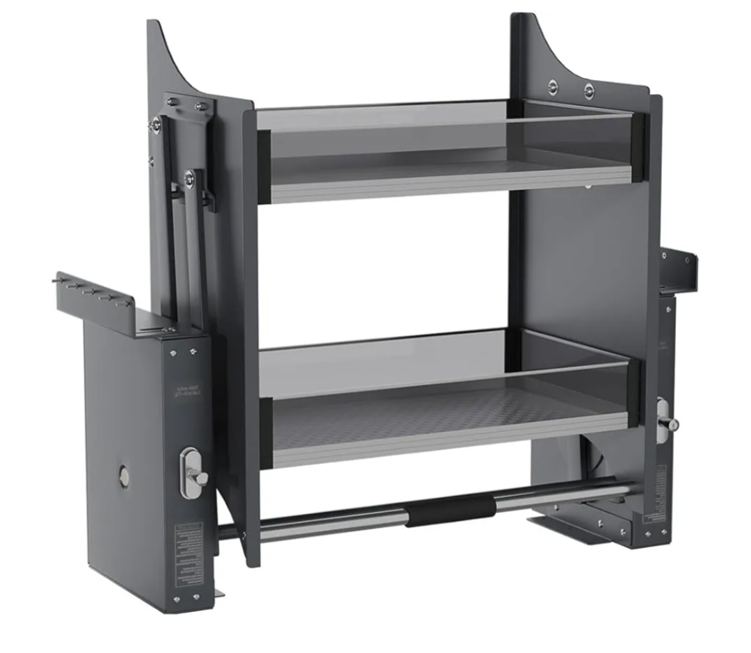 Pull Down Shelf, Kitchen Wall Cabinet Upper Storage Organizer, 2 Tier Kitchen Shelf Spice Rack, 22-24 Inch Width, Black