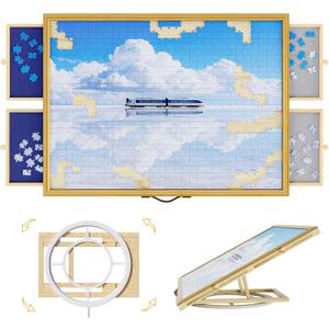 1500 Pcs Portable Jigsaw Puzzle Board with 4 Drawers and Cover, Adjustable Puzzle Table, Frame for Wall Art Display 33.3"x24.2"