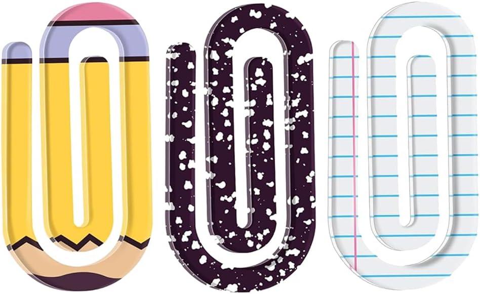 Teacher Supplies Back to School Jumbo Paper Clips Teacher Appreciation Gift 4 Inch Acrylic Paperclip Bookmark Gift Set Big Personalized Paper Clips for Book Lovers 12Pcs