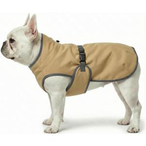 Dog Winter Vest with Fur-Safe Buckle (No Hook & Loop), Water-Repellent Fleece Lined Jacket, 360 Reflective, Leash Hole & Leg Straps, Adjustable for Hiking & Active Dogs (Brown, Small)