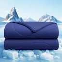 Cooling Comforter Queen Size, Cooling Blankets for Hot Sleepers and Night Sweats, Double Sided Cool Q-Max>0.45, Lightweight and Breathable Absorb Heat Soft Summer Ice Blanket 90"90" Inches, Navy