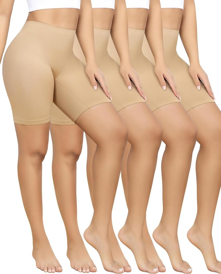 4 Pack Slip Shorts for Under Dresses Anti Chafing Underwear Seamless Comfortable Smooth Yoga Biker Workout Shorts (XX-Large)