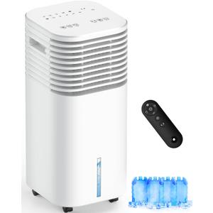 Windowless Air Conditioner Portable 1800CFM w/4 Modes&3 Speeds, 15H Timer, 3 Gal Tank for 24H Cooling 600Sq.Ft, 120°Swing Swamp Cooler Air Conditioner, Evaporative Air Cooler No Hose for Room