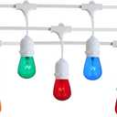 Outdoor String Lights, 24FT White Cord 12 Hanging S14 Bulbs, Incandescent Multicolor