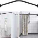 L Shaped Shower Curtain Rod,Adjustable Corner Shower Rod(23.6"-33.5"x23.6"-33.5"),90 Degree Wall Mounted Shower Curtain Rod for Bathroom,Bathtub,Clothing Store,Locker Rooms,Private Space,Need to Drill
