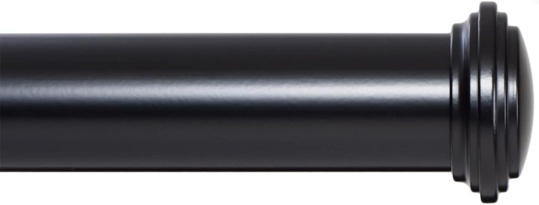 Ivilon Window Curtain Rod Decorative End Cap Design, 1 Inch Rod, 48 to 86 Inch. Black (48" to 86", Black)