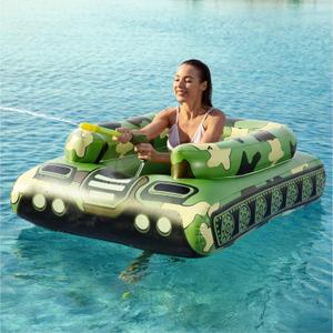 Inflatable Tank Pool Floats Adults - Jasonwell Kids Pool Floaties Swimming Pool Tank with Water Cannon Gun Swim Floaty Rafts Lake Beach Party Pool Toys for Boys Girls Kids Adults (Green)