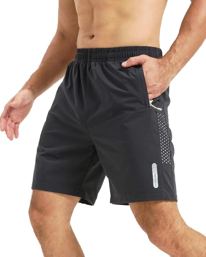 Men's Athletic Shorts Quick Dry Workout Shorts 5" Lightweight Hiking Linerless (X-Large, Black)