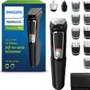 Philips Norelco Multigroom 3000 Series, All-in-One Trimmer, Beard Trimmer and Hair Clipper, 15-Piece Men's Grooming Kit for Head, Beard, Face, Nose, Ears, No Blade Oil Needed, Soft Pouch, MG3770/40 (Black/Chrome)