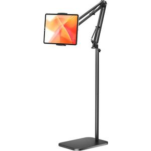 Tablet Floor Stand with 4.5LB Heavy Metal Base,Overhead Bed Phone Stand Angle Height Adjustable Holder, Universal Phone Mount for iPad iPhone Pro Air Mini, Samsung Tab, Kindle, E-Readers