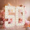 4FT Light Up Numbers, Marquee Numbers 4 Feet Tall Giant Number 50 Mosaic Big Number Sign for 50th Birthday Party Backdrop Anniversary Decorations, Pre-Cut Large Frame