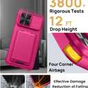 SSLOTSCASE for iPhone 16 Pro Case with Card Holder & Camera Stand & Kickstand & Slide Camera Lens Cover, Multifunctional Wallet Rugged Protective Phone Case Cover for iPhone 16 Pro 6.3'' 5G 2024, Pink