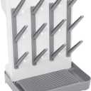 Baby Bottle Drying Rack, Vertical Space Saving Countertop Holder - Large Capacity for 12 Bottles, Pump Parts, Pacifiers, Brushes, Sippy Cups - BPA-Free, Baby Accessories Organizer - Grey