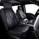 Ram Seat Covers, for 2011-2026 Dodge Ram 1500 2500 3500 Classic Crew Quab Mega Regular Cab, Napa Leather Seat Protector (Front Only, Black 2pcs)