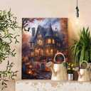 Paint by Number Halloween Spooky Castle DIY Painting On Canvas with Brushes Acrylic Paints Pumpkins Bats Witch Halloween Wall Decor Paint by Numbers for Adults Beginner 16x20 Inchwithout Frame