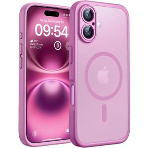 TOCOL Magnetic for iPhone 16 Case, Upgraded Full Camera Protection, Compatible with Magsafe, Drop Protection, Translucent Matte Back Bumper Phone Cover 6.1-Inch (Peony)