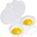 White Egg Poacher, Microwave Egg Boiler Poacher, 2 Cavity Nonstick Poached Egg Maker With Lid, Egg Poacher Microwave Egg Cooker, Double Drain Poached Egg Cups Cookware,Kitchen and Dining
