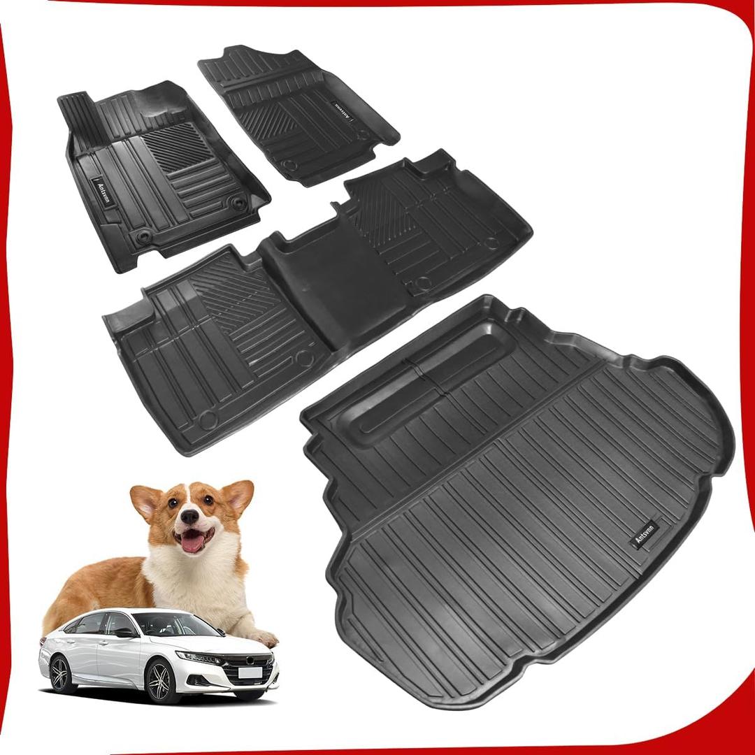 Floor Mats 2 Row and Cargo Liner Compatible with 2012-2017 Camry All Weather Rubber Floor Liners Black (FWD Only Models Only) (No Hybrid)