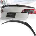 AeroBon Real Carbon Fiber Trunk Spoiler Compatible with 2017-2023 Tesla Model 3 Rear Spoiler (MV Style) Motorsport Version