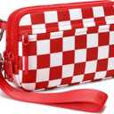 Wristlet wallets for women Nylon Quilted Wallet with 4 Zippers,Travel Credit Card,Holder Cell Phone Organizer