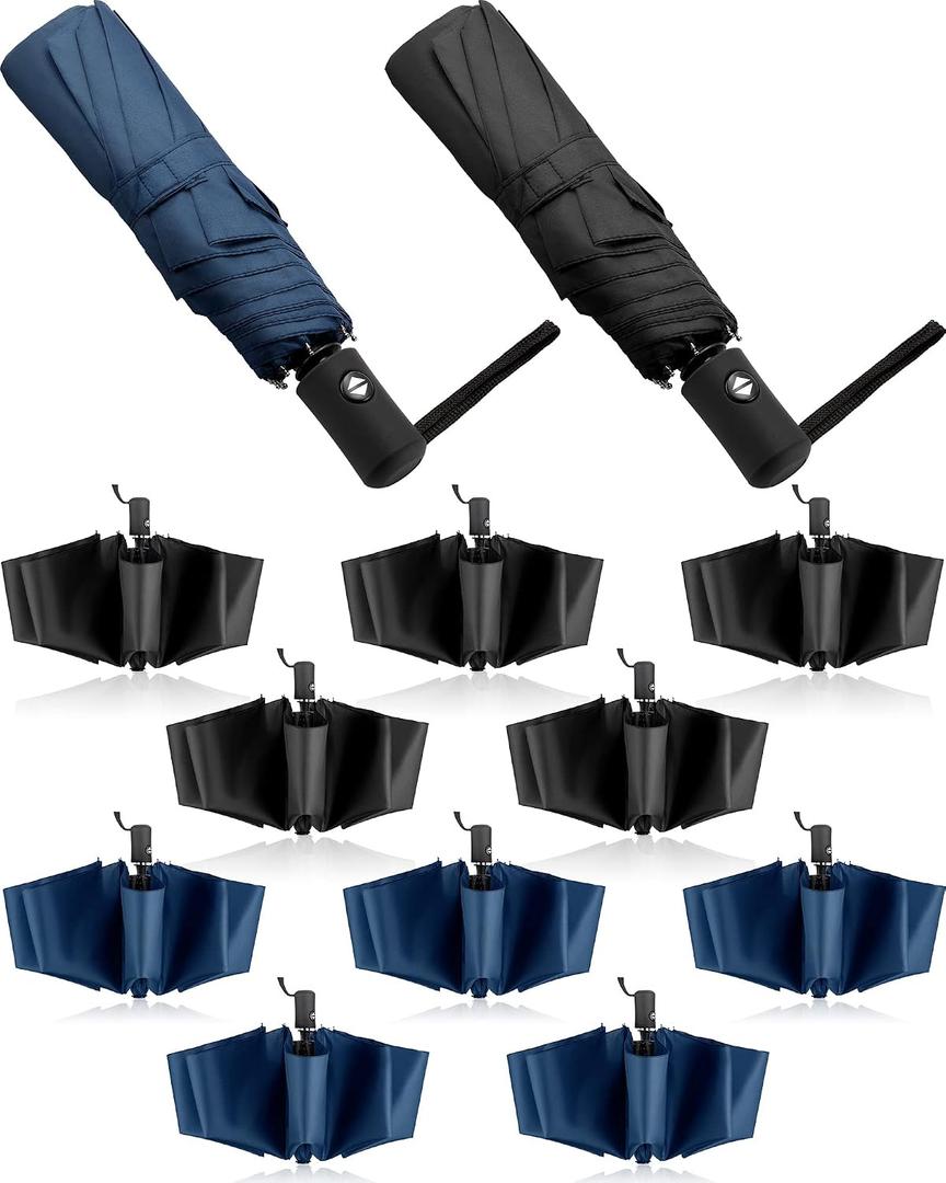Wesiti 10 Pack Rain Umbrellas Bulk Automatic Open Close Collapsible Umbrella for Men Women