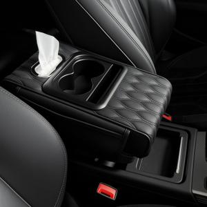 VITASHYNX 5-in-1 Car Armrest Cushion, Armrest Cover for Car, Nappa Leather Car Console Organizers and Storage for Most Vehicles, Car Accessories (Black, Normal)