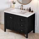 DWVO 42 Inch Bathroom Vanity with Sink, Modern Bathroom Storage Cabinet with Resin Basin, Three Holes, 2 Doors & 3 Drawers