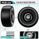 11x6.00-5 Flat Free Tire, 2 Pack 11x6.00-5 Tires for Zero Turn Mower with 3/4" or 5/8" & 1/2" Bearings, Solid Smooth 11x6-5 Lawn Mover Tires Flat Free for Bad Boy/Cub Cadet Mowers, Load 450lbs
