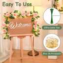 2 Pcs Flower Garland with 19.6 Ft Lights, 13.2 Ft Pink Floral Garland Fake Flowers for Wedding Arch Party Wall Garden Room Decor