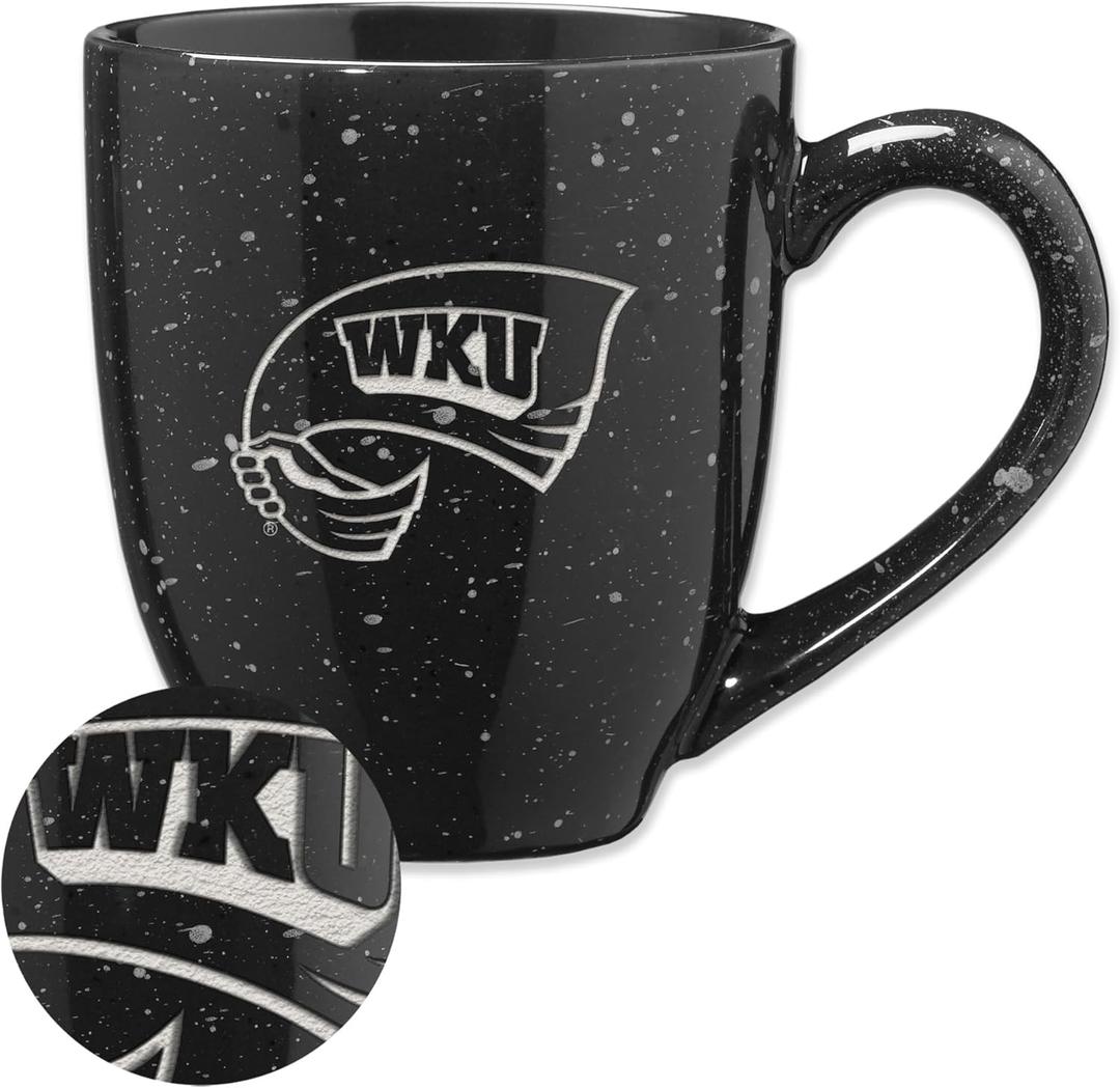 Rico Industries NCAA Western Kentucky Hilltoppers Black 16 oz Team Color Laser Engraved Speckled Ceramic Coffee Mug