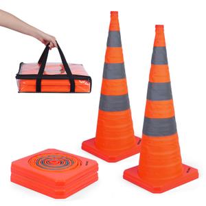 BATTIFE [2 Pack] 36 Inch Collapsible Traffic Safety Cones, Orange Cones, Multi Purpose Pop-up Cones with Reflective Collar, for Road Parking, Driving Practice (36inch)