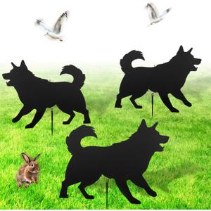Qualirey 3 Sets Lone Dog Decoy, Goose Deterrent, Dog Decoy to Keep Away Pests for Outdoors, Replica Visual Scare Device, Yard Ornaments