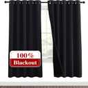 NICETOWN 100% Blackout Window Curtain Panels, Full Light Blocking Drapes with Black Liner for Nursery, 72 inches Drop Thermal Bedroom Drapes and Curtains (Black, 2 Pieces, 62 inches Wide Per Panel)