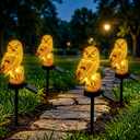 4PCS Solar Powered Garden Lights Owl Decor, Outdoor Yard Statue Pathway Lights for Outside Lawn Ornament Patio Decorative Stake Bird Lights for Landscaping Backyard