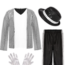 Kids Dance Star Costume for Boys 80s 90s Hip Hop Stage Outfits for Halloween Cosplay, M