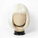 Svolna White Blonde Short Bob Wig with Bangs, Platinum Blonde Synthetic Straight Hair Wigs for Women, 14 Inch Cosplay Costume Bob Wig (613#)
