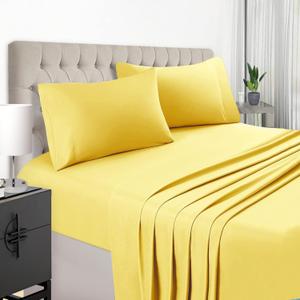 EaseHome Yellow Sheets for Queen Size Bed Set -Deep Pocket to 18 inches Mattress 4 Piece - Premium Bedding Sheets & Pillowcases Collection - Extra Soft
