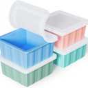 Silicone Freezer Tray for Soup Ice Cubes: 2-Cup Freezing Trays with Lid for Meal Prep - 4Pack Silicon Soup Portion Freeze Tray Make Stock Souped Ice Cube (Green+Blue+Aqua+Pink)