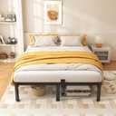 ROIL 14 Inch California King Size Bed Frame with Mattress Slide Stopper - Double Black Anti Squeak Steel Slats Metal Platform, Heavy Duty Noise Free, No Box Spring Needed