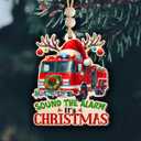 Fire Truck Christmas Ornament 2025 - Firefighter Ornament for Men Kid Friend, Fire Truck Gifts for Firefighter, Wooden Christmas Ornaments for Tree Decor - Holiday Keepsake & Xmas Gift Exchange Idea