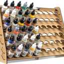 Wall Paint Rack Organizer for Miniatures & Modeling, Vertical Paint Stand with 26mm Dropper Holes + Top Brush/Tool Holder, Compatible with Vallejo, Army Painter, AK (26mm)