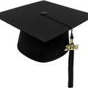 CLERKMANS Classic Masters Graduation Cap And Gown With Tassel Package (Black), Size 45