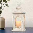 NEEDOMO Large Candle Lantern Decorative, 14'' Vintage Outdoor Lanterns with Clear Glass, Metal Candle Holder Lantern Rustic Farmhouse Shelf Decor for Indoor Outdoor Events Wedding and Party