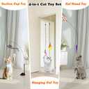 Soarer 4-in-1 Interactive Cat Feather Toys,12Pcs Durable Fishing Pole Cats Feathers Toy Replacements,Enhanced Suction Cup Cats Wand Toy,2 Types Door Hanging Cat String Toys for Indoor Kitten