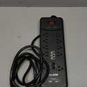 Digital Energy 10-Outlet Flat Plug 3500 Joules Heavy Duty Surge Protector Power Strip, 8 Foot Long Extension Cord, Two USB Charging Ports, Coaxial, Phone Protection, ETL Listed, 15 AMP, 8 FT, Black