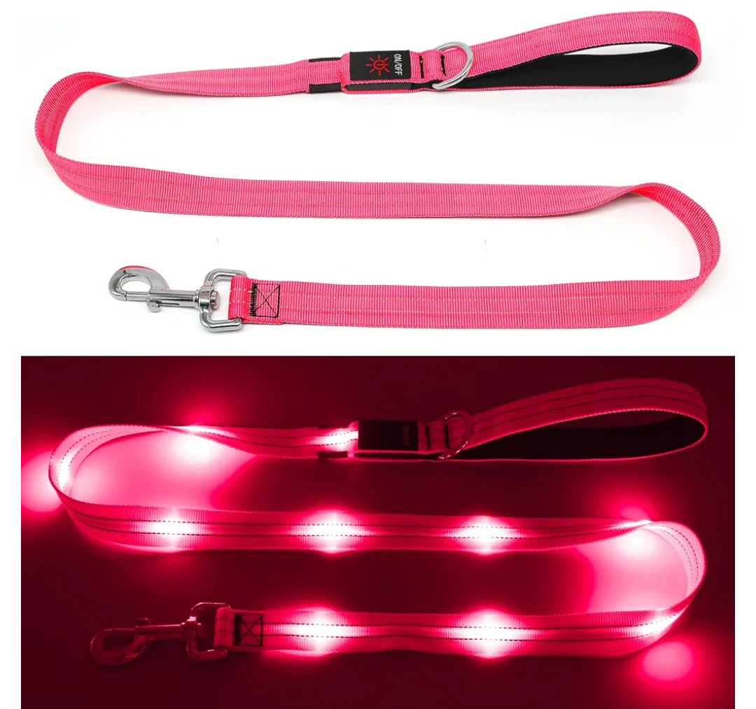 4 Ft Led Dog Leash, Rechargeable Light Up Dog Leash Waterproof, Safety Glow in The Dark Dog Leash for Night Walking, Nylon Reflective Leashes with Padded Handle for Small Medium Large Pets