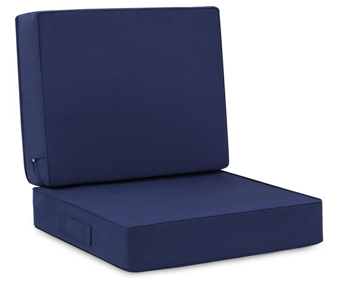 Favoyard Deep Seat Patio Cushion Set 24 x 24 Inch Waterproof Outdoor Chair Cushions for Patio Furniture with Fade Resistant and Removable Cover with Handle & Adjustable Straps for Patio, Yard, Garden